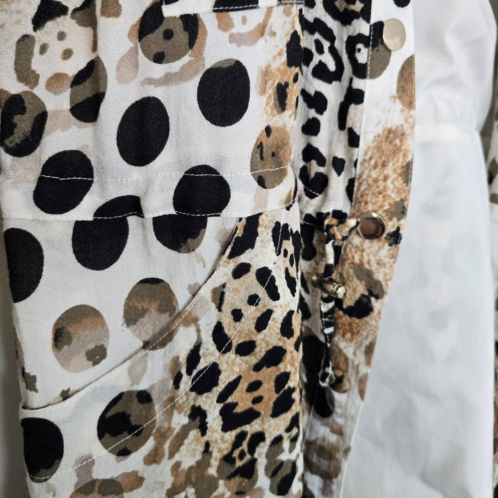 Chicos Womens Animal Print Longline Jacket Size XL Leopard‎ Lightweight Mob Wife - Picture 4 of 15